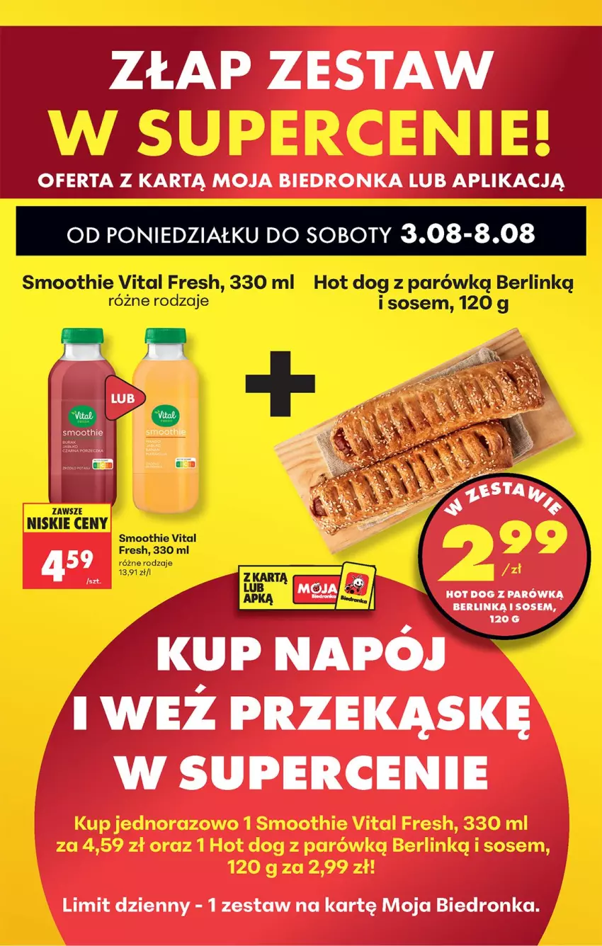 Gazetka promocyjna Biedronka - Od Poniedziałku - ważna 03.08 do 08.08.2026 - strona 34 - produkty: Hot dog, Napój, Smoothie, Sos