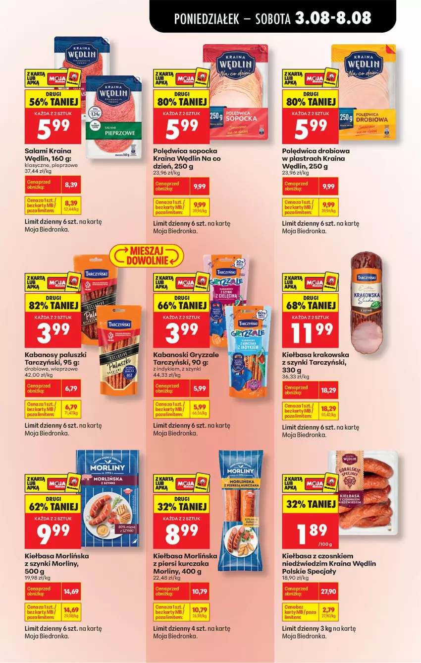 Gazetka promocyjna Biedronka - Od Poniedziałku - ważna 03.08 do 08.08.2026 - strona 43 - produkty: Gry, Kabanos, Kiełbasa, Kiełbasa krakowska, Kurczak, Morliny, Pieprz, Polędwica, Por, Salami, Tarczyński