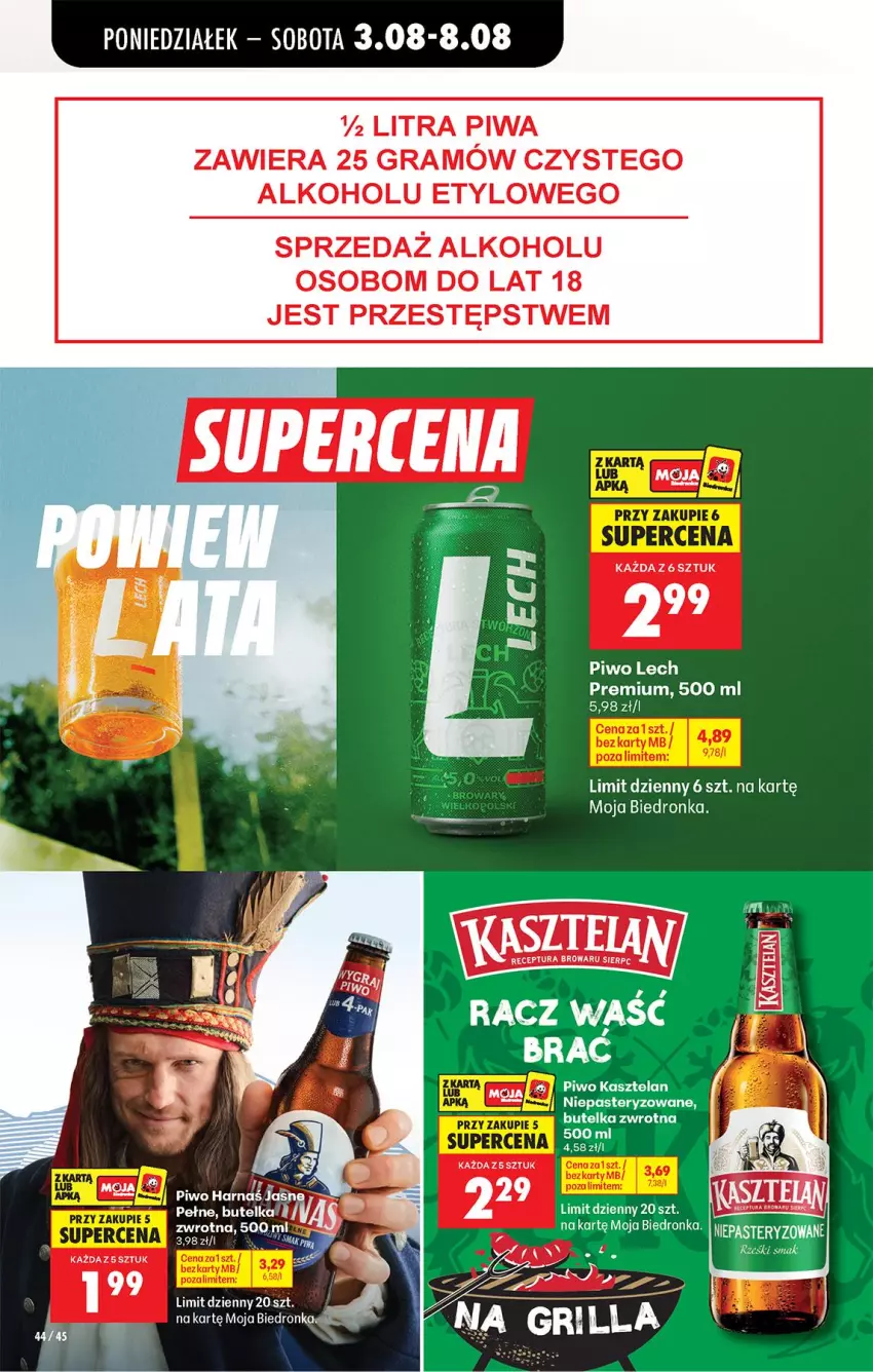Gazetka promocyjna Biedronka - Od Poniedziałku - ważna 03.08 do 08.08.2026 - strona 62 - produkty: Gra, Kasztelan, Lech Premium, Piwa, Piwo