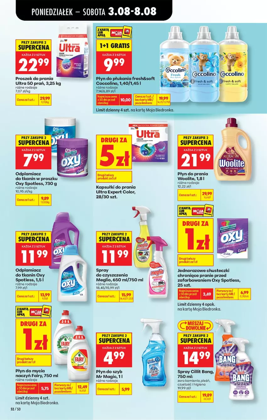 Gazetka promocyjna Biedronka - Od Poniedziałku - ważna 03.08 do 08.08.2026 - strona 74 - produkty: Chusteczki, Cillit Bang, Fa, Fairy, Kapsułki do prania, Odplamiacz, Płyn do mycia, Płyn do prania, Płyn do szyb, Proszek do prania, Woal