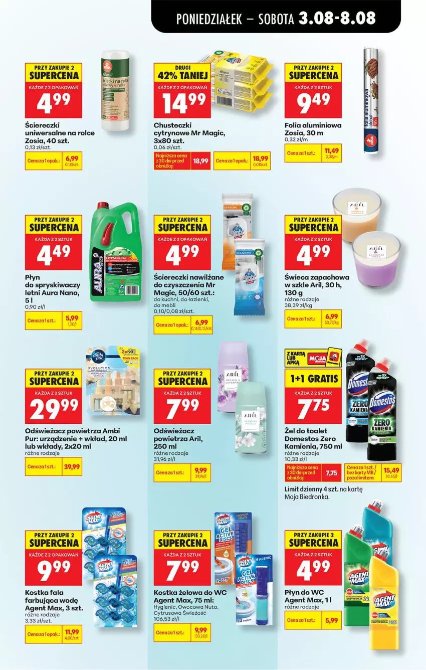 Gazetka promocyjna Biedronka - Od Poniedziałku - ważna 03.08 do 08.08.2026 - strona 75 - produkty: Ambi Pur, Chusteczki, Domestos, Fa, Folia aluminiowa, Gra, Odświeżacz powietrza, Płyn do spryskiwaczy, Płyn do wc, Pur