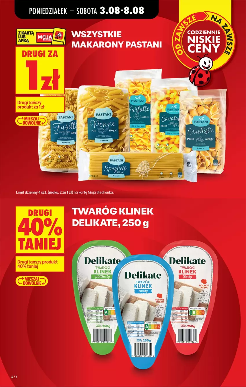 Gazetka promocyjna Biedronka - Od Poniedziałku - ważna 03.08 do 08.08.2026 - strona 8 - produkty: Makaron, Mleko, Twaróg