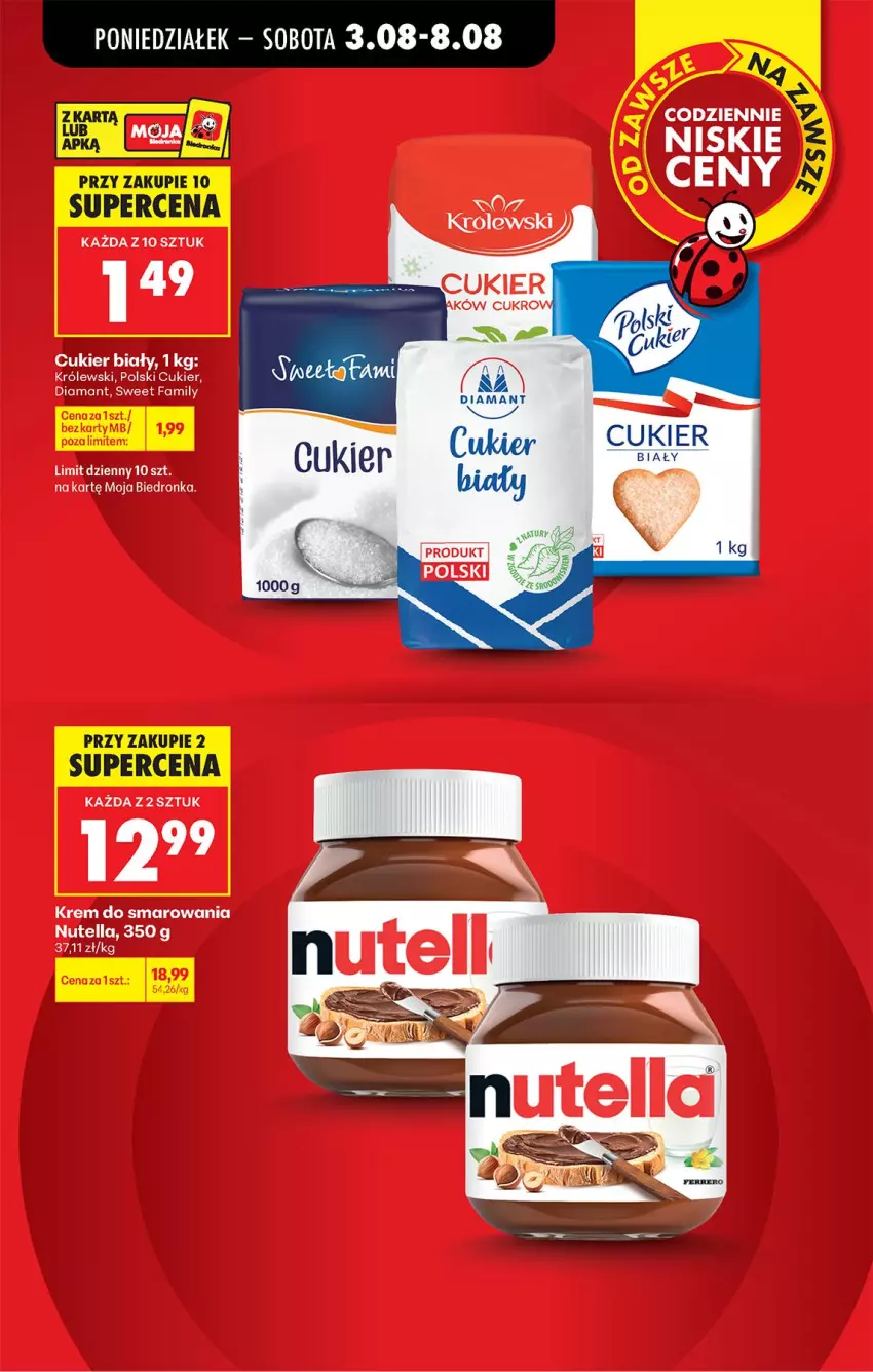 Gazetka promocyjna Biedronka - Od Poniedziałku - ważna 03.08 do 08.08.2026 - strona 9 - produkty: Cukier, Nutella