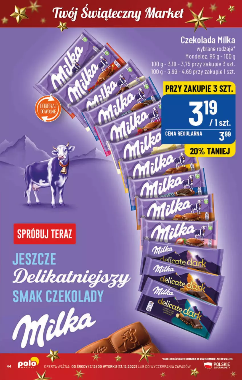 Gazetka promocyjna PoloMarket - Gazetka pomocyjna - ważna 07.12 do 13.12.2022 - strona 44 - produkty: Czekolada, Milka