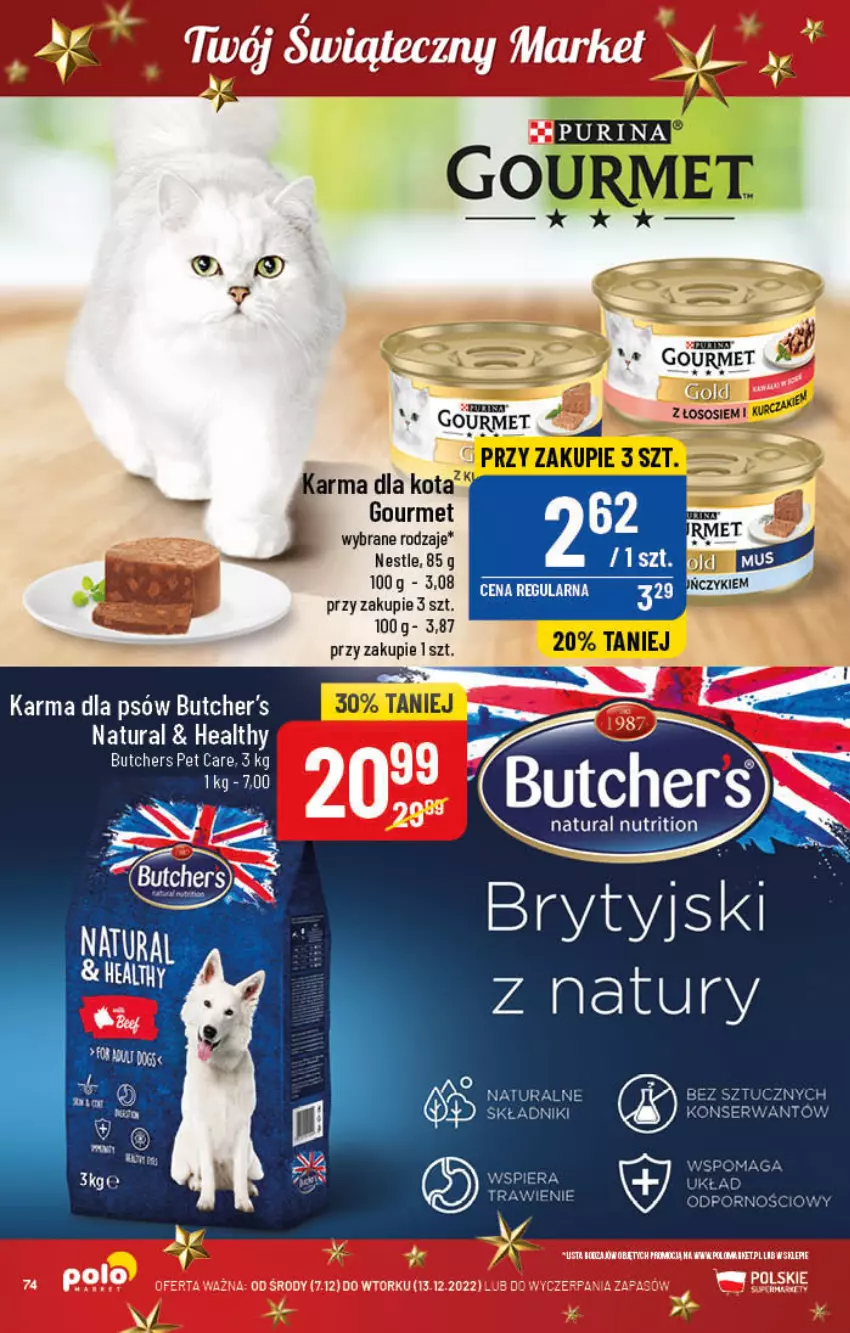 Gazetka promocyjna PoloMarket - Gazetka pomocyjna - ważna 07.12 do 13.12.2022 - strona 74 - produkty: Butcher's, Pur, Purina, Sos