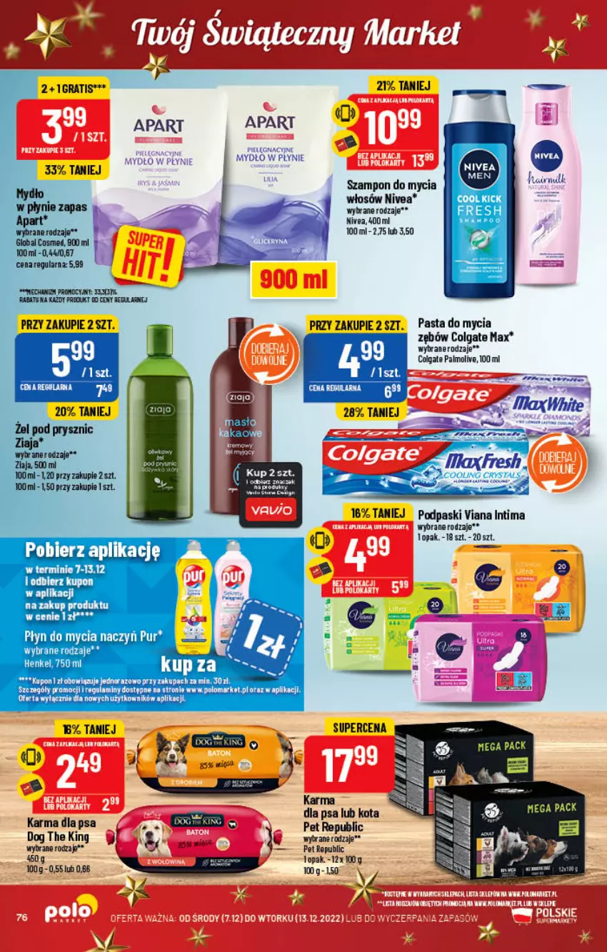 Gazetka promocyjna PoloMarket - Gazetka pomocyjna - ważna 07.12 do 13.12.2022 - strona 76 - produkty: Colgate, Do mycia naczyń, Gra, LG, Mydło, Mydło w płynie, Nivea, Palmolive, Płyn do mycia, Płyn do mycia naczyń, Podpaski, Pur, Szampon, Ziaja