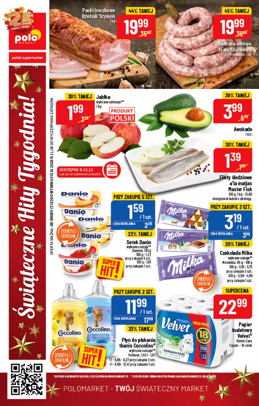 Gazetka promocyjna PoloMarket - Gazetka pomocyjna - ważna 07.12 do 13.12.2022 - strona 88 - produkty: Coccolino, Czekolada, Danio, Fa, Jabłka, Matjas, Milka, Ser, Serek