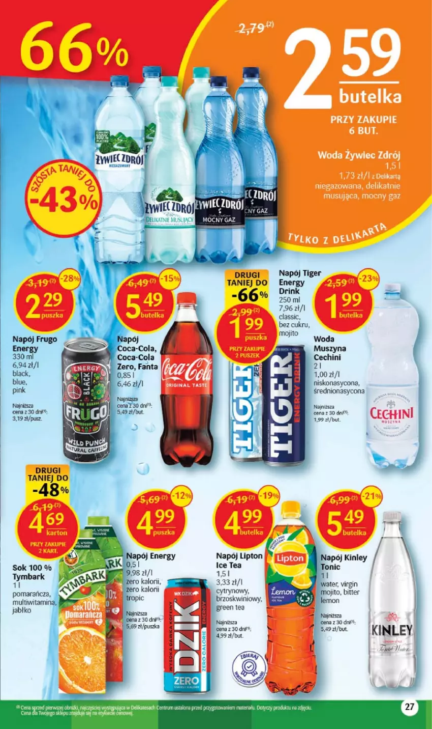 Gazetka promocyjna Delikatesy Centrum - Gazetka DC30 - ważna 03.08 do 09.08.2023 - strona 27 - produkty: Gin, Lack, Lipton, Mus, Napój, Rum, Szyna, Tiger, Woda