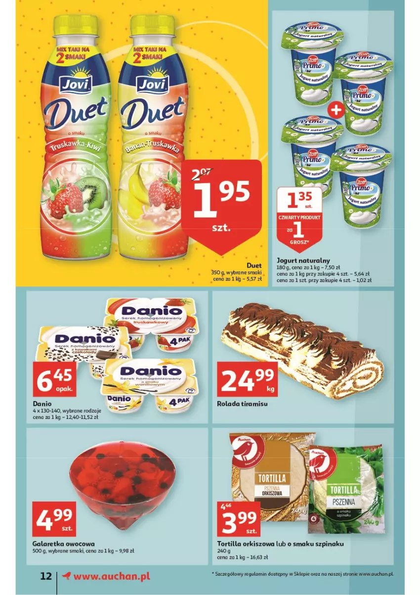 Gazetka promocyjna Auchan - Wiosenne superoferty są w cenie Supermarkety - ważna 05.05 do 11.05.2022 - strona 12 - produkty: Danio, Gala, Galaretka, Jogurt, Jogurt naturalny, Szpinak, Tortilla