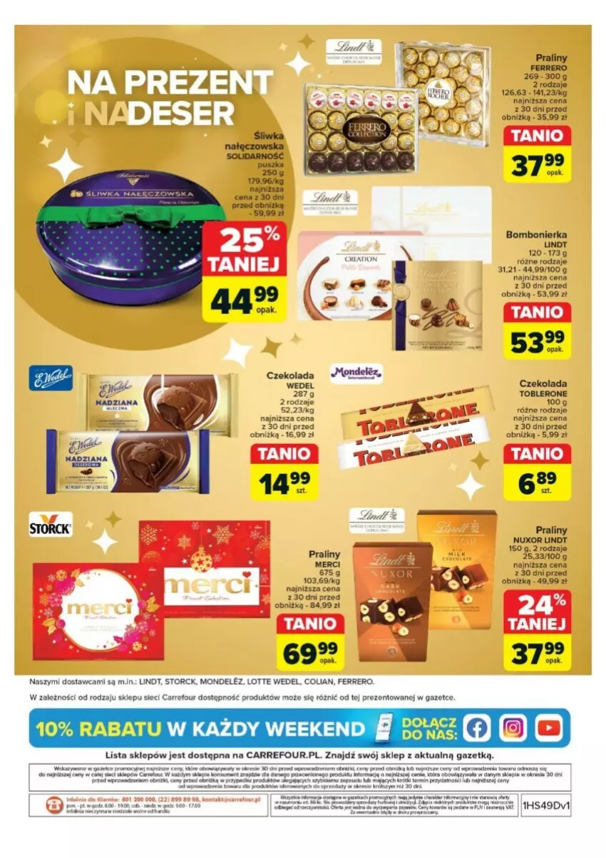 Gazetka promocyjna Carrefour - ważna 03.12 do 24.12.2024 - strona 15 - produkty: Czekolada, Ferrero, Lindt, Merci, Praliny, Ryż, Toblerone