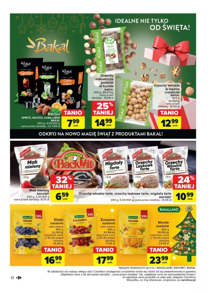 Gazetka promocyjna Carrefour - ważna 03.12 do 24.12.2024 - strona 4 - produkty: Bakalland, Mak mielony, Migdały, Orzechy włoskie, Owoce