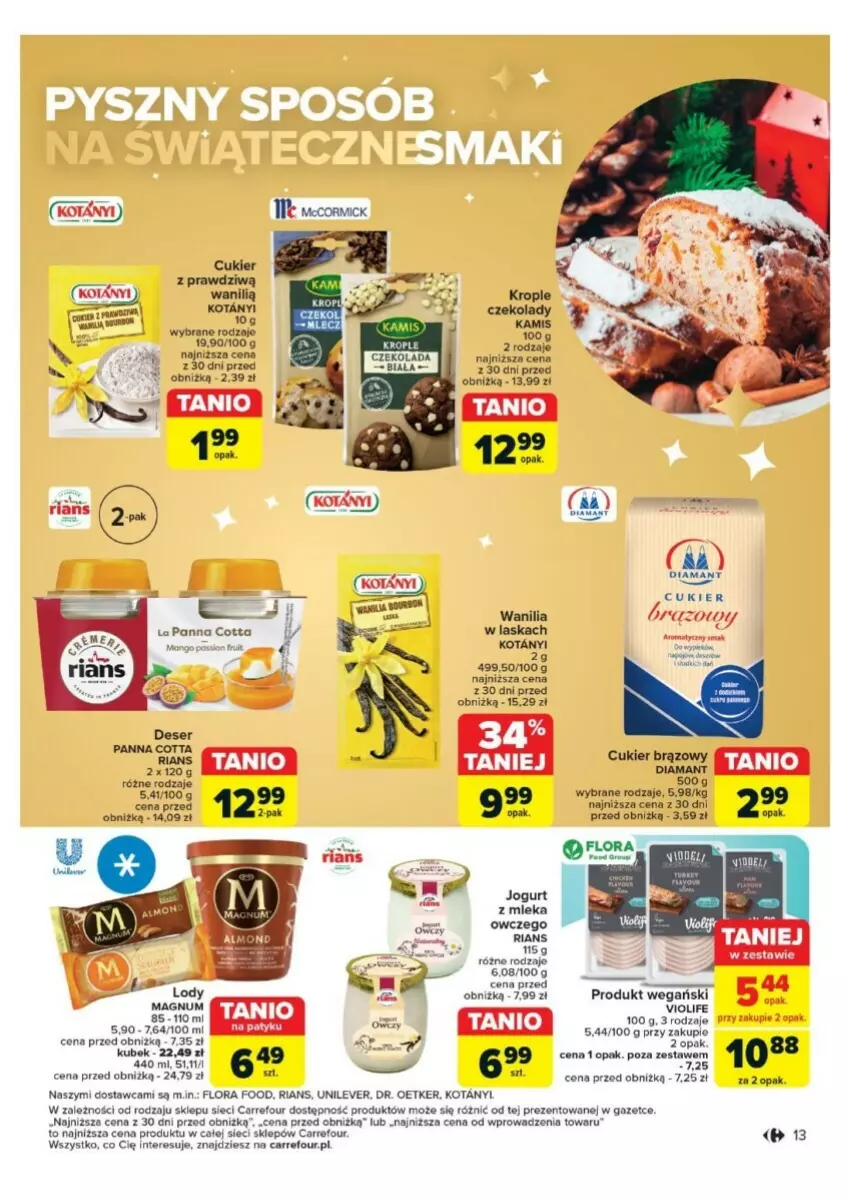 Gazetka promocyjna Carrefour - ważna 03.12 do 24.12.2024 - strona 5 - produkty: Cukier, Czekolada, Deser, Diamant, Dr. Oetker, Flora, Jogurt, Kamis, Kubek, Panna cotta, Ser