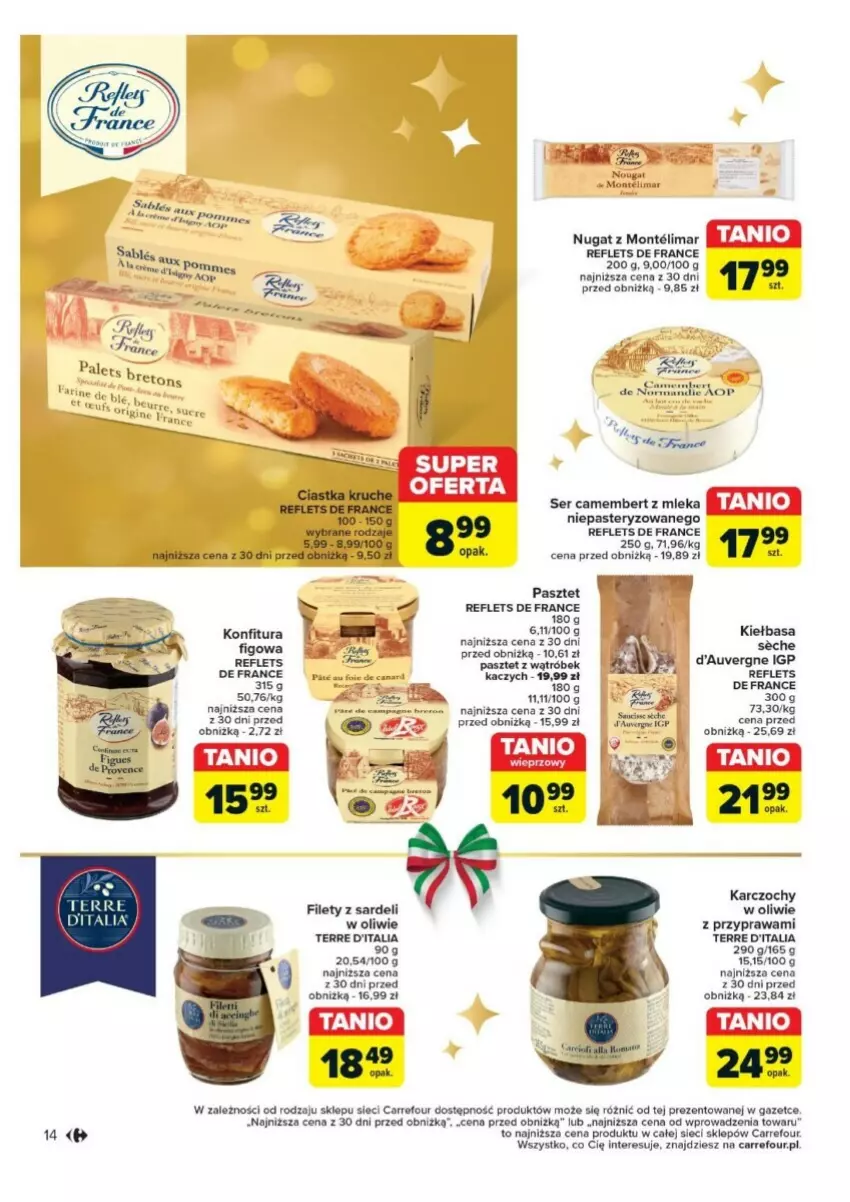 Gazetka promocyjna Carrefour - ważna 03.12 do 24.12.2024 - strona 6 - produkty: Anew, Camembert, Fa, Gra, Karczochy, Kiełbasa, Konfitura, Pasztet, Ser