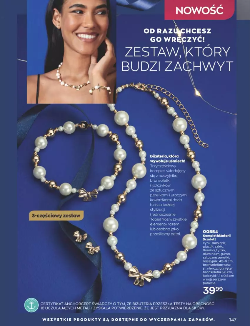 Gazetka promocyjna Avon - Katalog Avon 12/2022 kampania grudzień - ważna 01.12 do 31.12.2022 - strona 147 - produkty: Bransoletka, Cynk, Kolczyki, Naszyjnik, Tytan