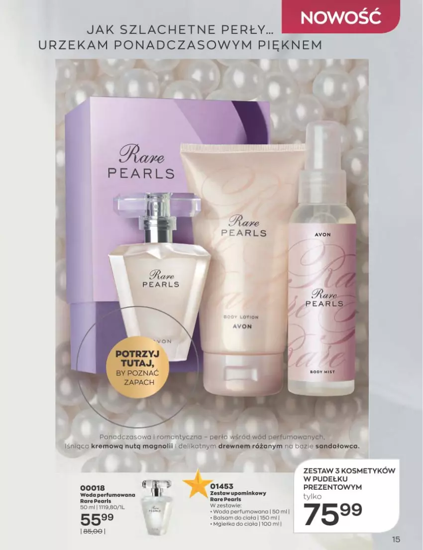 Gazetka promocyjna Avon - Katalog Avon 12/2022 kampania grudzień - ważna 01.12 do 31.12.2022 - strona 15 - produkty: Balsam do ciała, Body, Perfum, Perła, Woda, Woda perfumowana