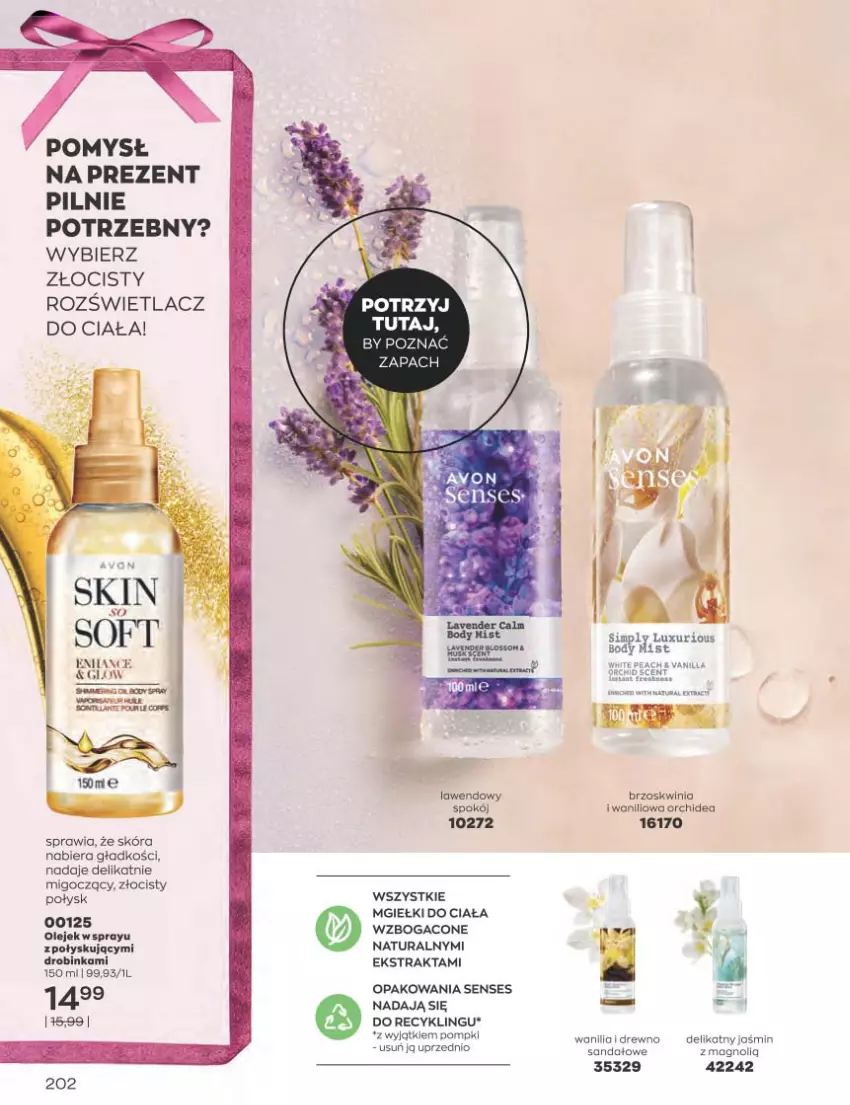 Gazetka promocyjna Avon - Katalog Avon 12/2022 kampania grudzień - ważna 01.12 do 31.12.2022 - strona 202 - produkty: Body, Inka, Olej, Rozświetlacz, Sandał