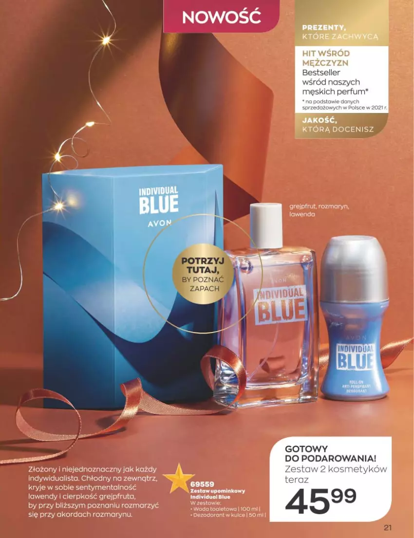 Gazetka promocyjna Avon - Katalog Avon 12/2022 kampania grudzień - ważna 01.12 do 31.12.2022 - strona 21 - produkty: Dezodorant, Grejpfrut, Olej, Perfum, Woda