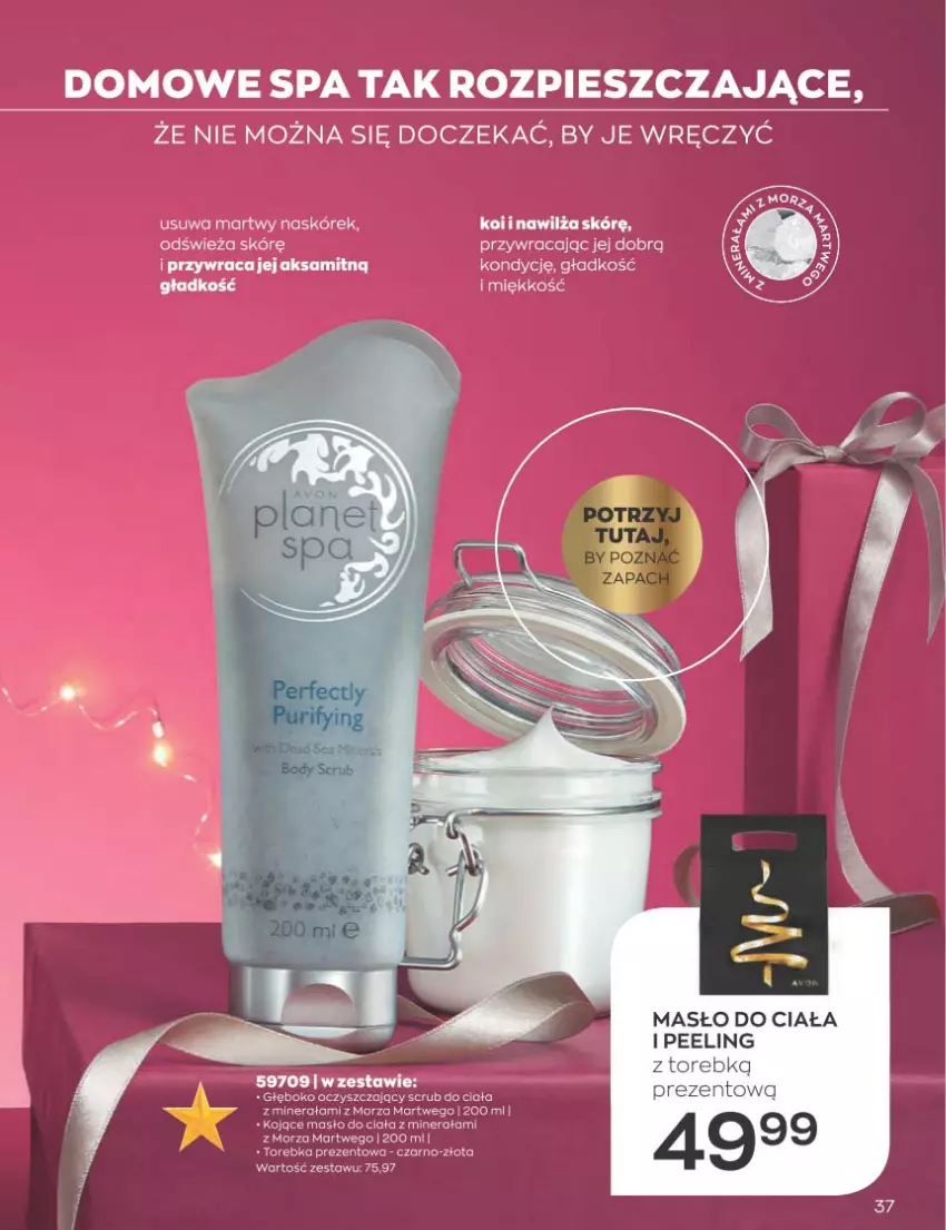 Gazetka promocyjna Avon - Katalog Avon 12/2022 kampania grudzień - ważna 01.12 do 31.12.2022 - strona 37 - produkty: Aksam, Masło, Masło do ciała, Peeling, Ser, Torebka