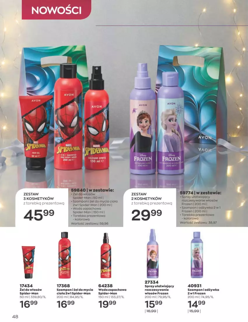 Gazetka promocyjna Avon - Katalog Avon 12/2022 kampania grudzień - ważna 01.12 do 31.12.2022 - strona 48 - produkty: Frozen, Szampon, Torebka, Woda