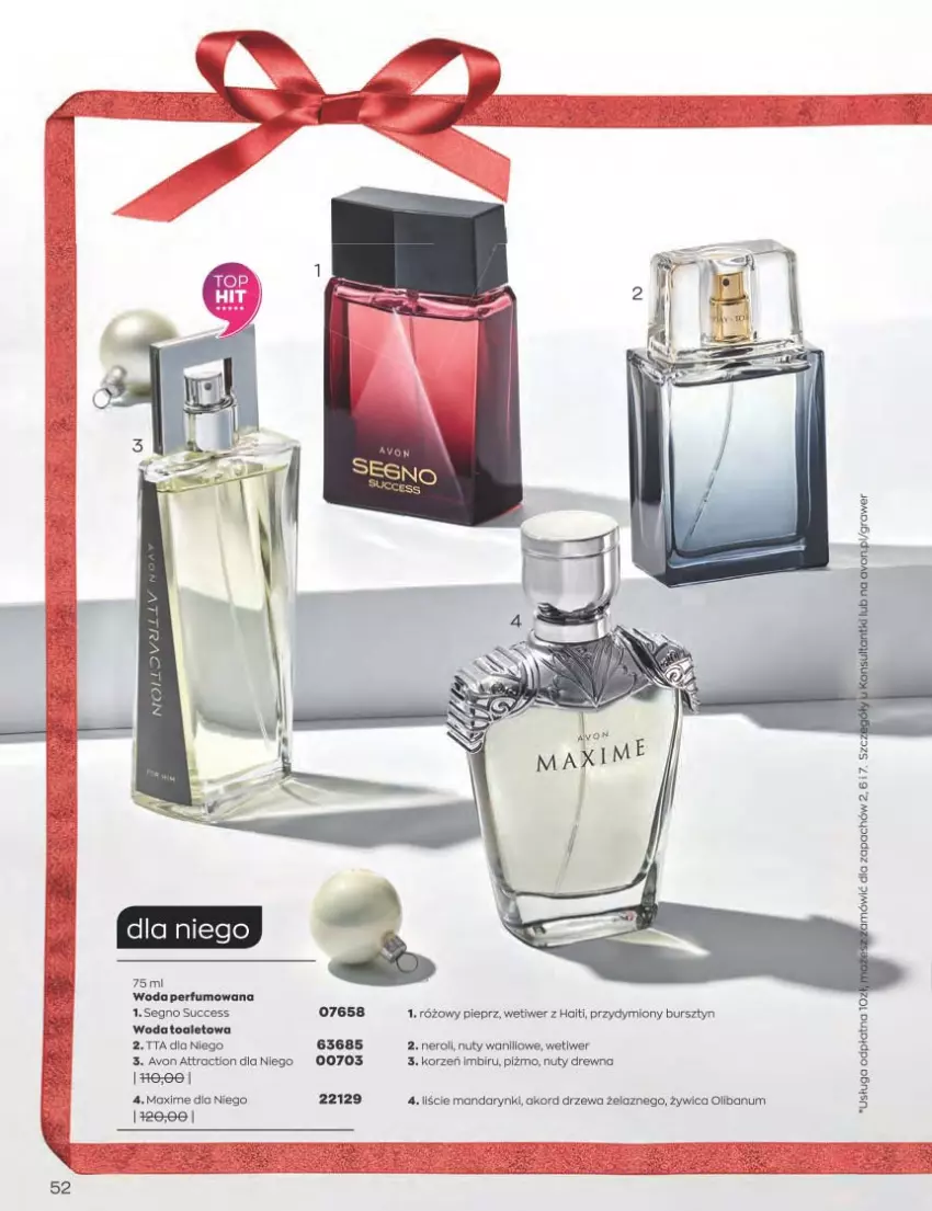 Gazetka promocyjna Avon - Katalog Avon 12/2022 kampania grudzień - ważna 01.12 do 31.12.2022 - strona 52 - produkty: Bursztyn, Imbir, Mandarynki, Nuty, Perfum, Pieprz, Woda, Woda perfumowana, Woda toaletowa