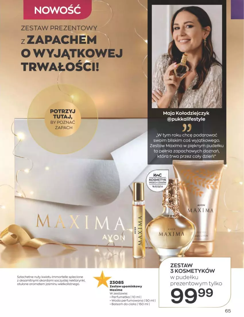 Gazetka promocyjna Avon - Katalog Avon 12/2022 kampania grudzień - ważna 01.12 do 31.12.2022 - strona 65 - produkty: Aksam, Balsam do ciała, Nektar, Nuty, Perfum, Zestaw prezentowy