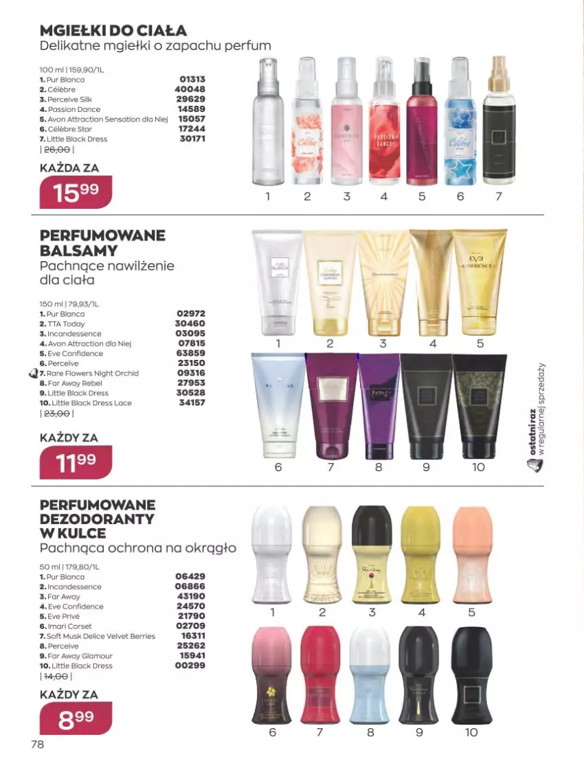 Gazetka promocyjna Avon - Katalog Avon 12/2022 kampania grudzień - ważna 01.12 do 31.12.2022 - strona 78 - produkty: Dezodorant, Dres, Fa, Lack, Mus, Perfum, Pur, Sati, Velvet