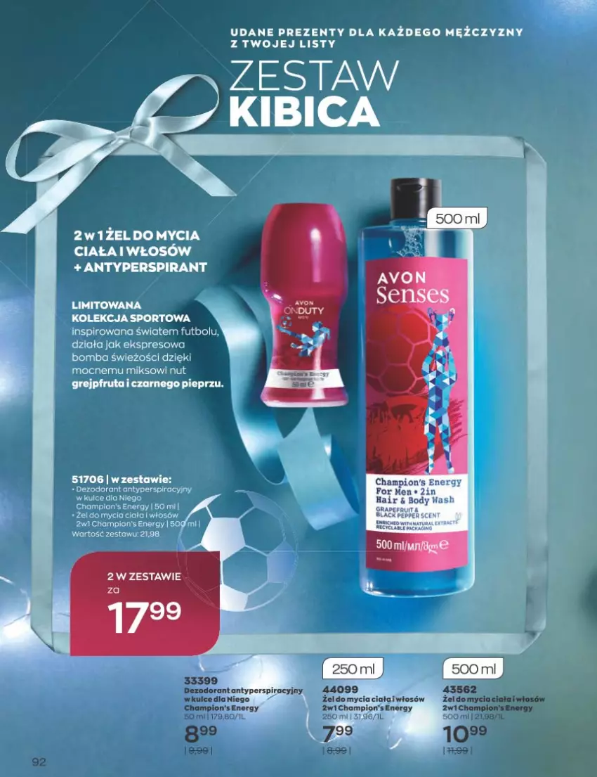 Gazetka promocyjna Avon - Katalog Avon 12/2022 kampania grudzień - ważna 01.12 do 31.12.2022 - strona 92 - produkty: Antyperspirant, BIC, Body, Dezodorant, Gra, Grejpfrut, Lack, Pieprz, Por, Rum, Sport