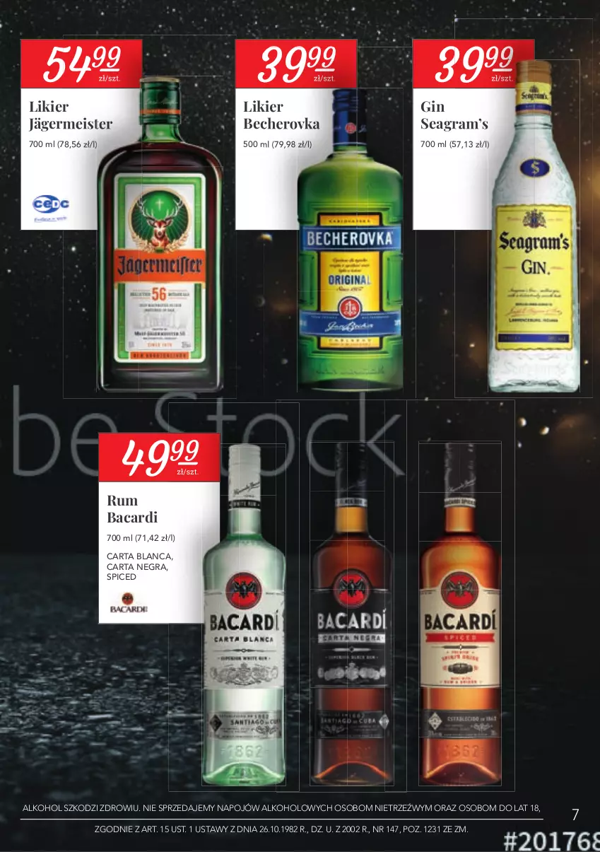 Gazetka promocyjna Stokrotka - Oferta alkoholowa - ważna 28.01 do 24.02.2021 - strona 7 - produkty: Bacardi, Gin, Gra, Likier, Rum