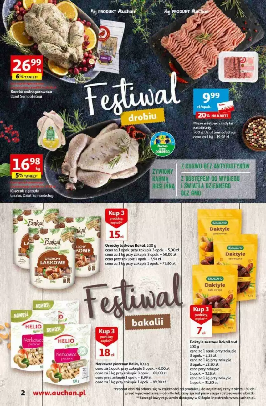 Gazetka promocyjna Auchan - ważna 09.11 do 15.11.2023 - strona 2 - produkty: Bakalland, Daktyle, Helio, Kaczka, Kurczak, Mięso, Mięso mielone, Piec