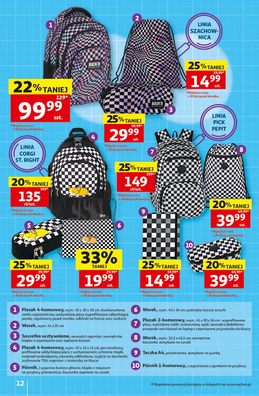 Gazetka promocyjna Auchan - 30 Lat Hipermarket - ważna 30.07 do 05.08.2026 - strona 12 - produkty: Koc, Organizer, Pasek, Piórnik, Plecak, Por, Słuchawki, Top