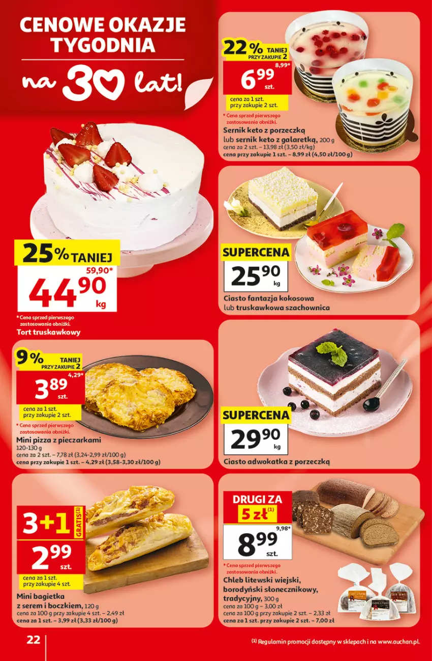 Gazetka promocyjna Auchan - 30 Lat Hipermarket - ważna 30.07 do 05.08.2026 - strona 22 - produkty: Bagietka, Chleb, Fa, Gala, Kokos, Piec, Pieczarka, Pizza, Por, Ser