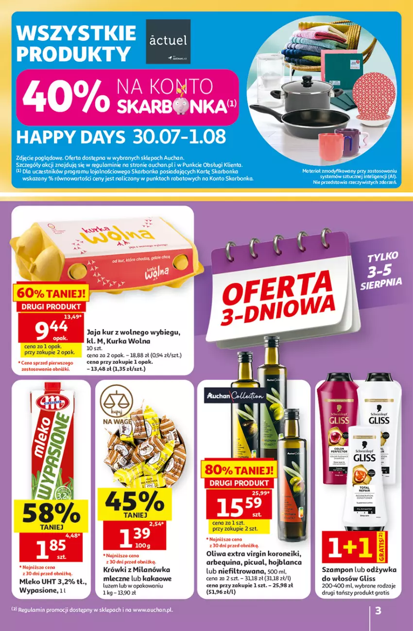 Gazetka promocyjna Auchan - 30 Lat Hipermarket - ważna 30.07 do 05.08.2026 - strona 3 - produkty: Gin, Gra, Intel, Jaja, JBL, Kakao, Mleko, Odżywka, Oliwa, Pur, Szampon