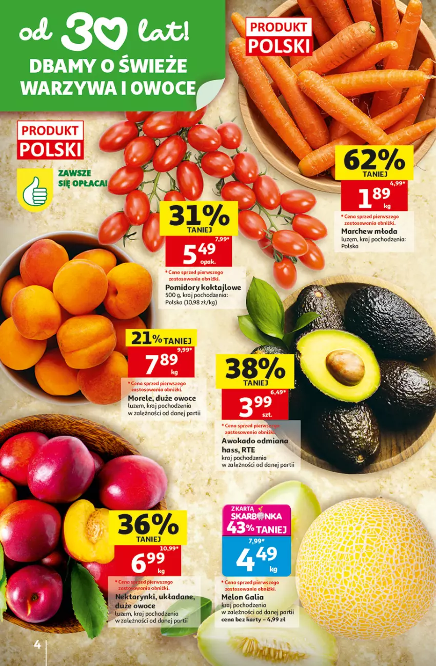 Gazetka promocyjna Auchan - 30 Lat Hipermarket - ważna 30.07 do 05.08.2026 - strona 4 - produkty: Melon, Owoce, Pomidory, Warzywa, Warzywa i owoce