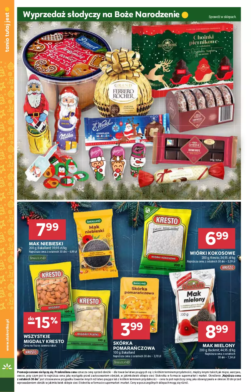 Gazetka promocyjna Stokrotka - Supermarket - ważna 19.12 do 27.12.2024 - strona 22 - produkty: Kokos, Mak mielony, Mięso, Migdały, Owoce, Warzywa, Wiórki kokosowe