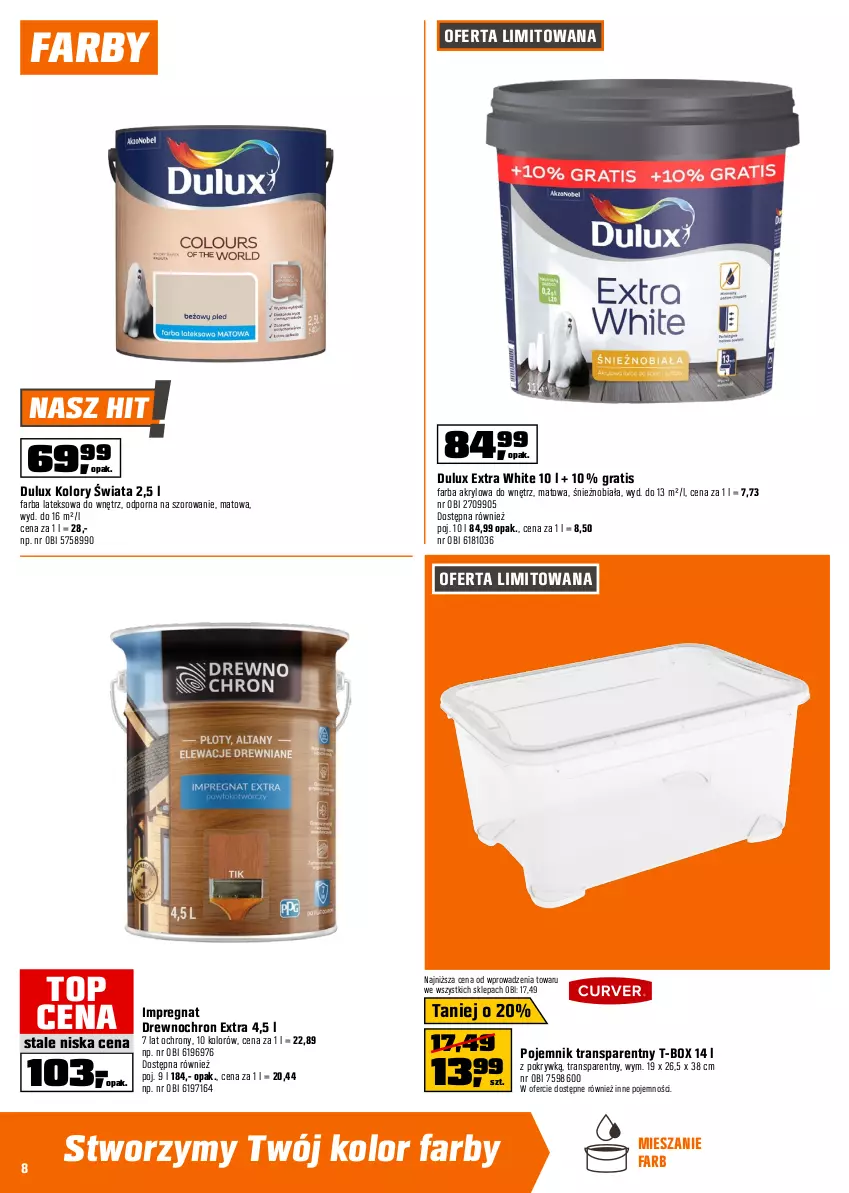 Gazetka promocyjna Obi - Gazetka OBI - ważna 20.05 do 01.06.2026 - strona 8 - produkty: Dulux, Fa, Farba akrylowa, Farba lateksowa, Gala, Gra, Kärcher, Myjka ciśnieniowa, Odkurzacz, Pojemnik, Por, Sok, Top, Tran