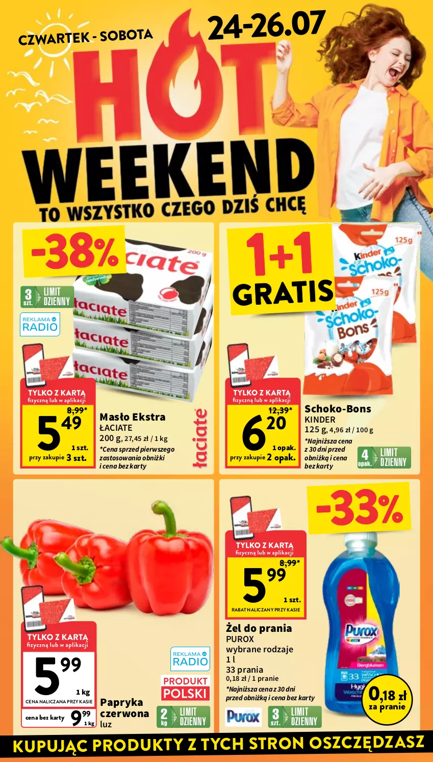Gazetka promocyjna Intermarche - Gazetka promocyjna - ważna 24.07 do 30.07.2025 - strona 2 - produkty: Gra, Kinder, Masło, Papryka, Papryka czerwona, Pur