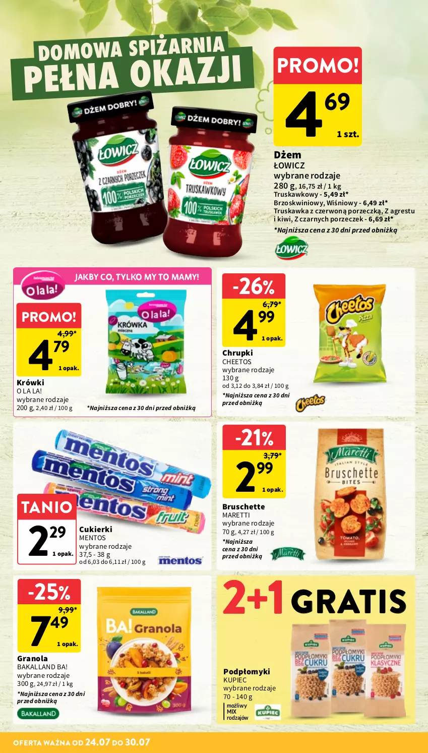 Gazetka promocyjna Intermarche - Gazetka promocyjna - ważna 24.07 do 30.07.2025 - strona 22 - produkty: Ba!, Bakalland, Bruschette, Cheetos, Chrupki, Cukier, Cukierki, Dżem, Gra, Granola, Gres, Kiwi, Kupiec, Mentos, Piec, Por