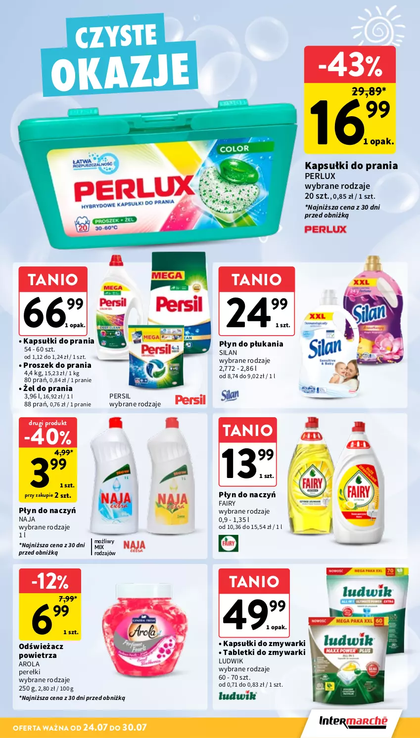 Gazetka promocyjna Intermarche - Gazetka promocyjna - ważna 24.07 do 30.07.2025 - strona 29 - produkty: Fa, Fairy, Kapsułki do prania, Ludwik, Odświeżacz powietrza, Persil, Płyn do płukania, Proszek do prania, Silan, Tablet, Tabletki do zmywarki, Zmywarki