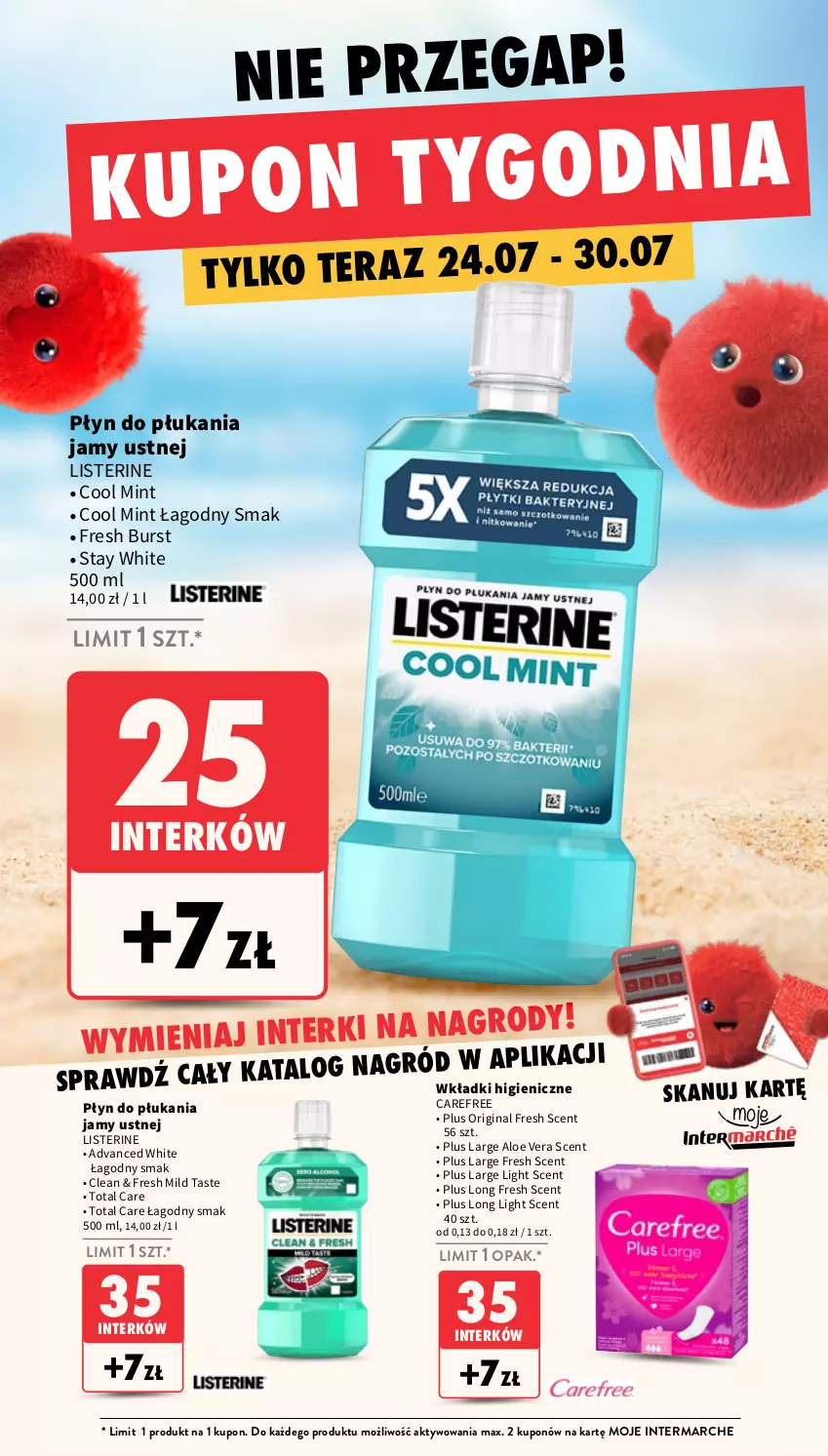 Gazetka promocyjna Intermarche - Gazetka promocyjna - ważna 24.07 do 30.07.2025 - strona 38 - produkty: Aloe vera, Carefree, Gin, Listerine, Płyn do płukania, Płyn do płukania jamy ustnej, Tera, Wkładki