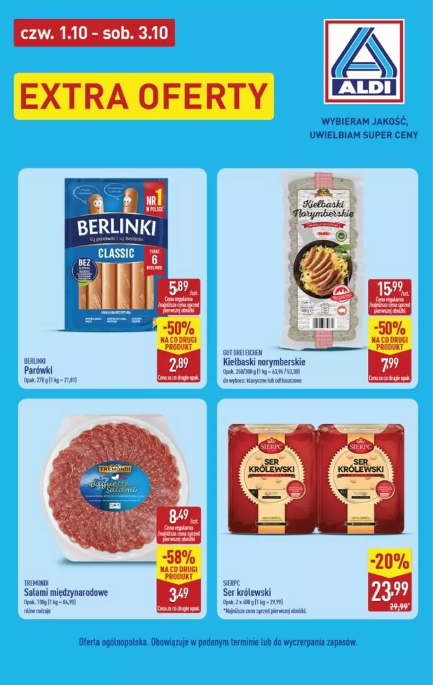 Gazetka promocyjna Aldi - Extra oferty - ważna 01.10 do 03.10.2026 - strona 3 - produkty: Berlinki, Królewski, Parówki, Salami, Ser