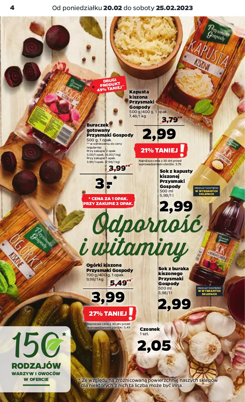 Gazetka promocyjna Netto - Artykuły spożywcze - ważna 20.02 do 25.02.2023 - strona 4 - produkty: Czosnek, Por, Przysmaki, Sok