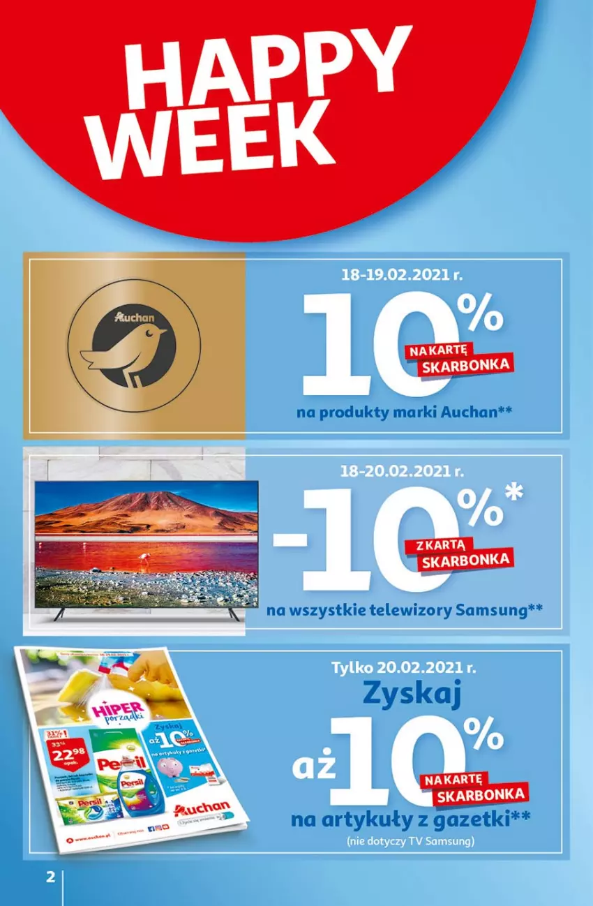 Gazetka promocyjna Auchan - Hiper porządki Hipermarkety - ważna 18.02 do 25.02.2021 - strona 2 - produkty: Samsung, Telewizor, Telewizory