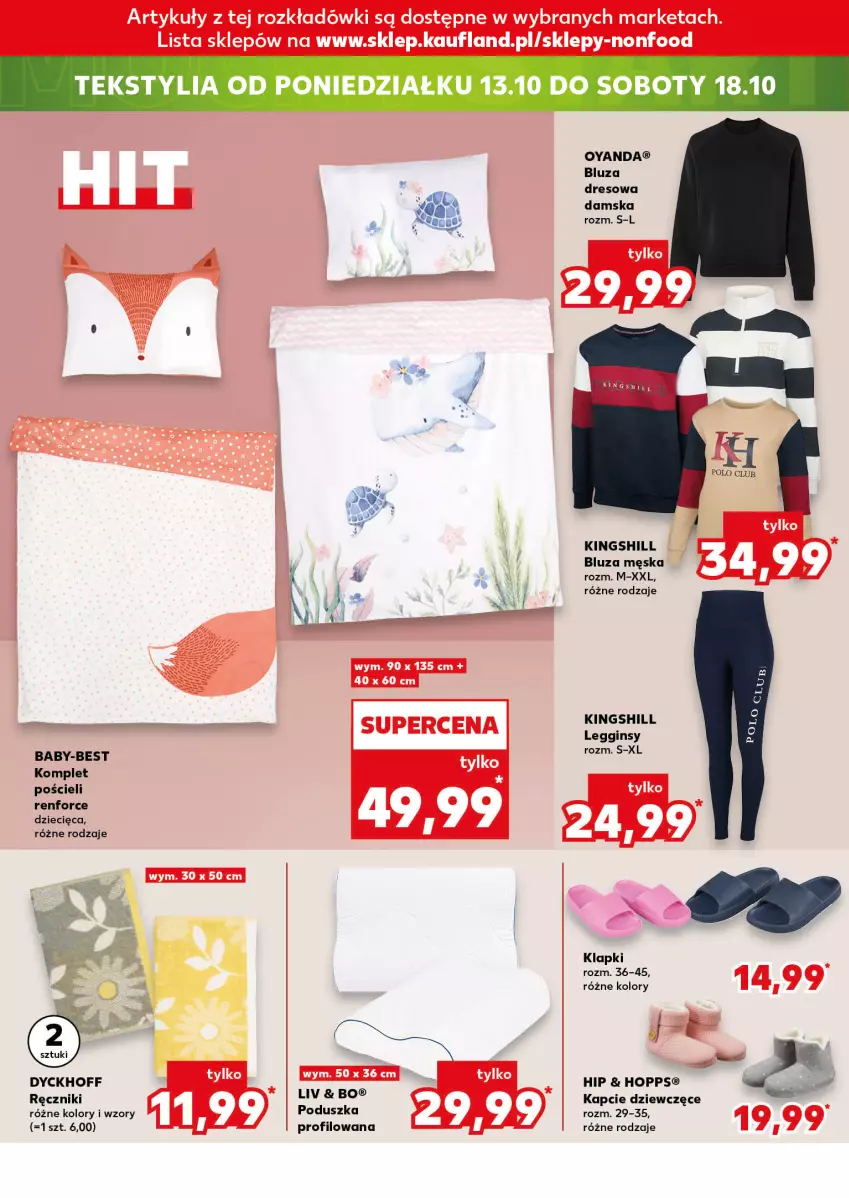 Gazetka promocyjna Kaufland - Mocny Start - ważna 13.10 do 15.10.2025 - strona 24 - produkty: Bluza, Bluza dresowa, Dres, Dzieci, Gin, Kapcie, Klapki, Komplet pościeli, Legginsy, Poduszka, Pościel, Ręcznik