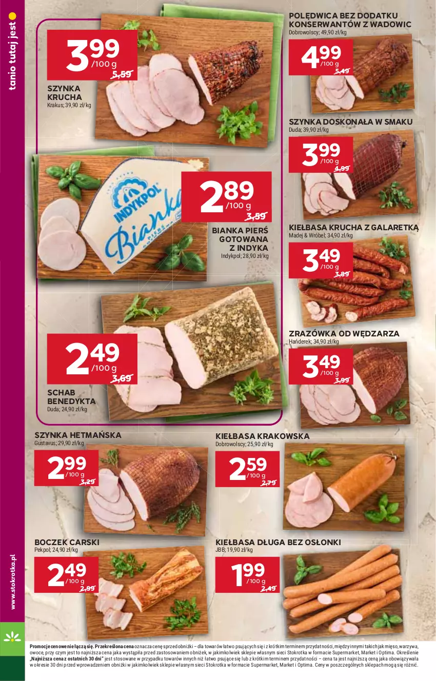 Gazetka promocyjna Stokrotka - Market - ważna 20.08 do 26.08.2026 - strona 10 - produkty: Bianka, Boczek, Cars, Duda, Gala, Kiełbasa, Kiełbasa krakowska, Kiełbasa krucha, Krakus, Mięso, Optima, Owoce, Pekpol, Polędwica, Schab Benedykta, Ser, Szynka, Warzywa