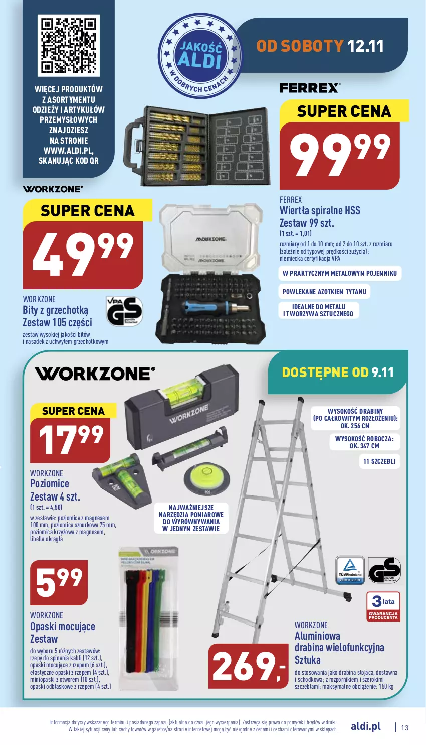 Gazetka promocyjna Aldi - Zaplanuj zakupy wcześniej - ważna 09.11 do 12.11.2022 - strona 13 - produkty: Bell, Bella, Drabina, Pojemnik, Por, Poziomica, Sok, Tytan