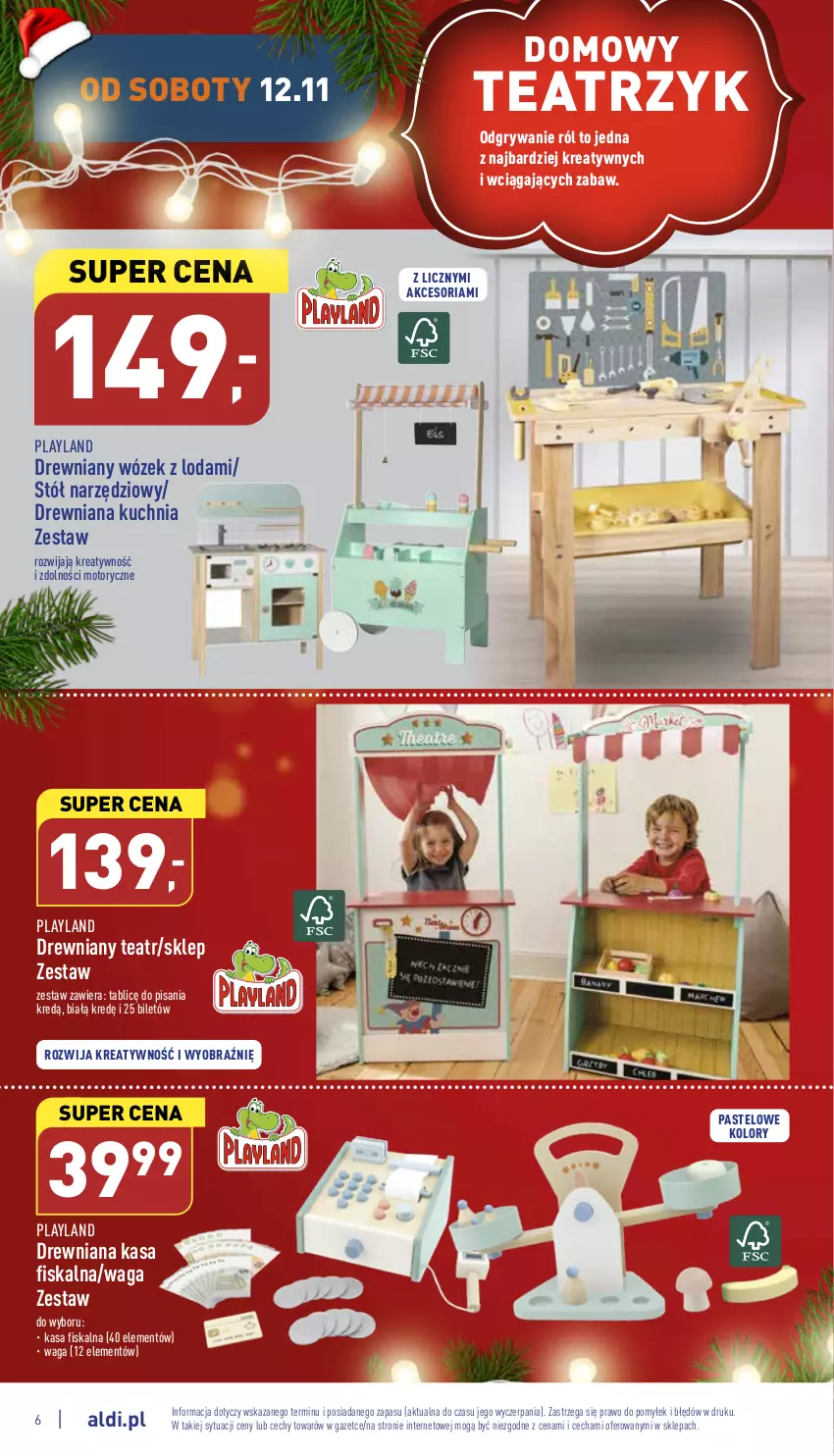 Gazetka promocyjna Aldi - Zaplanuj zakupy wcześniej - ważna 09.11 do 12.11.2022 - strona 6 - produkty: Drewniana kuchnia, Gry, Kuchnia, Stół, Waga, Wózek