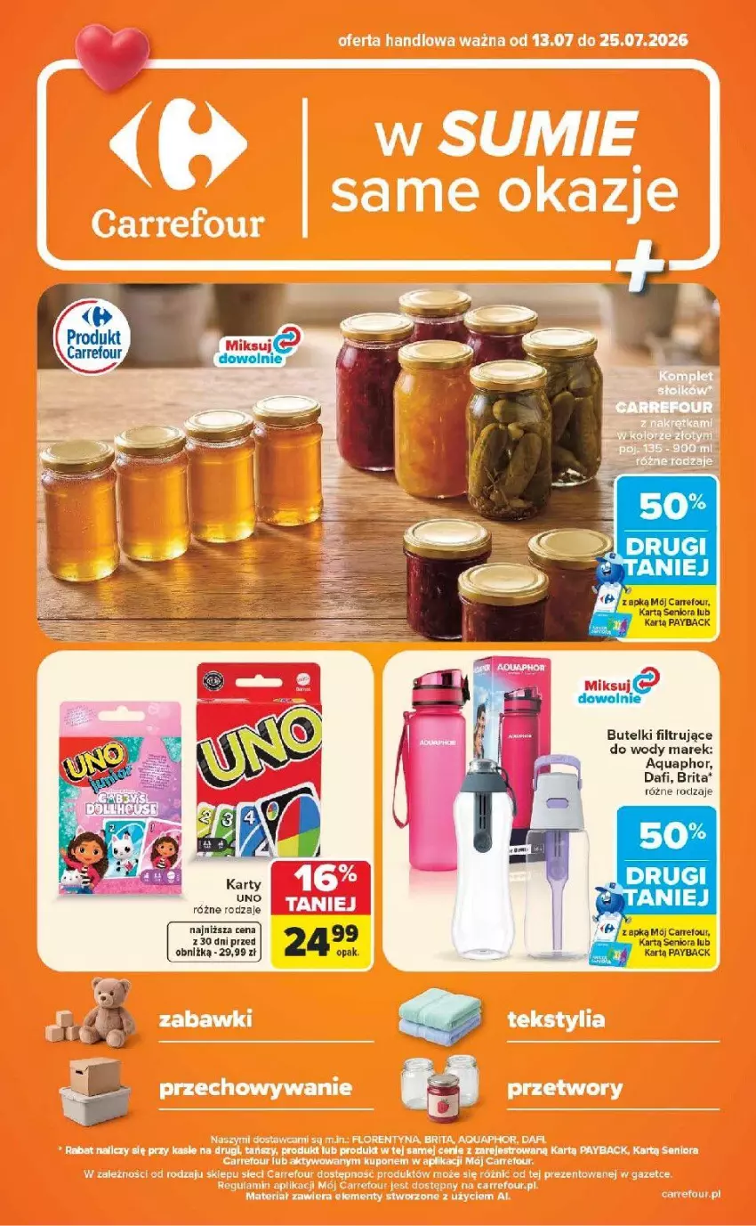 Gazetka promocyjna Carrefour - Gazetka Carrefour w SUMIE same okazje - ważna 13.07 do 25.07.2026 - strona 1 - produkty: Aquaphor, Brit, Brita, LG