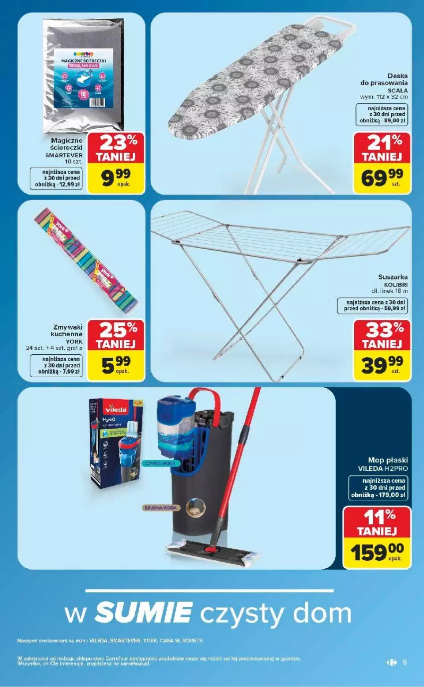 Gazetka promocyjna Carrefour - Gazetka Carrefour w SUMIE same okazje - ważna 13.07 do 25.07.2026 - strona 9 - produkty: Deska do prasowania, Gra, Mop, Suszarka, Vileda