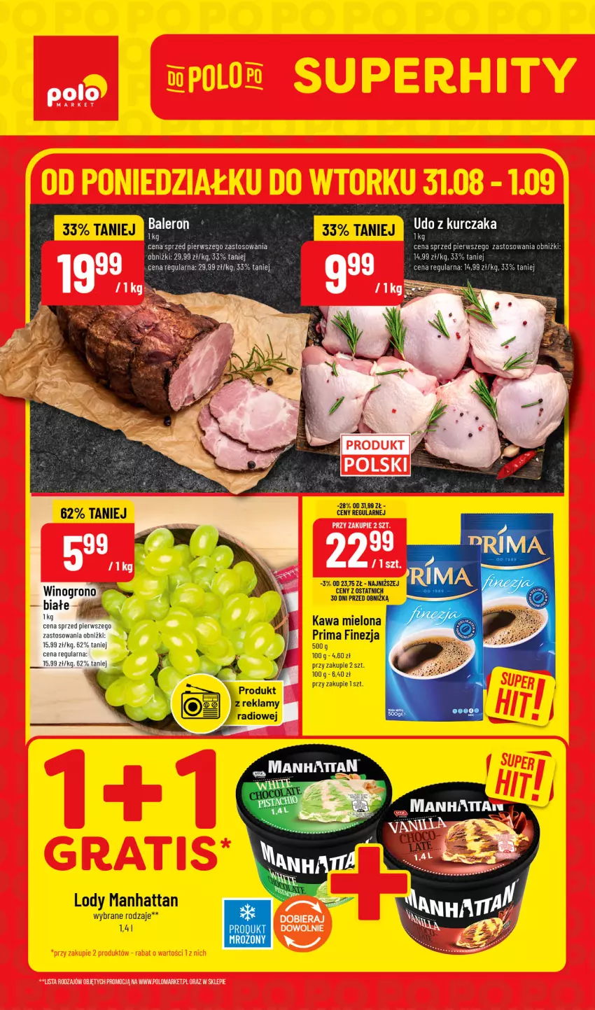Gazetka promocyjna PoloMarket - Ulotka Superhity pon-wt - ważna 31.08 do 01.09.2026 - strona 1 - produkty: Kawa, Kawa mielona, Lody, Prima