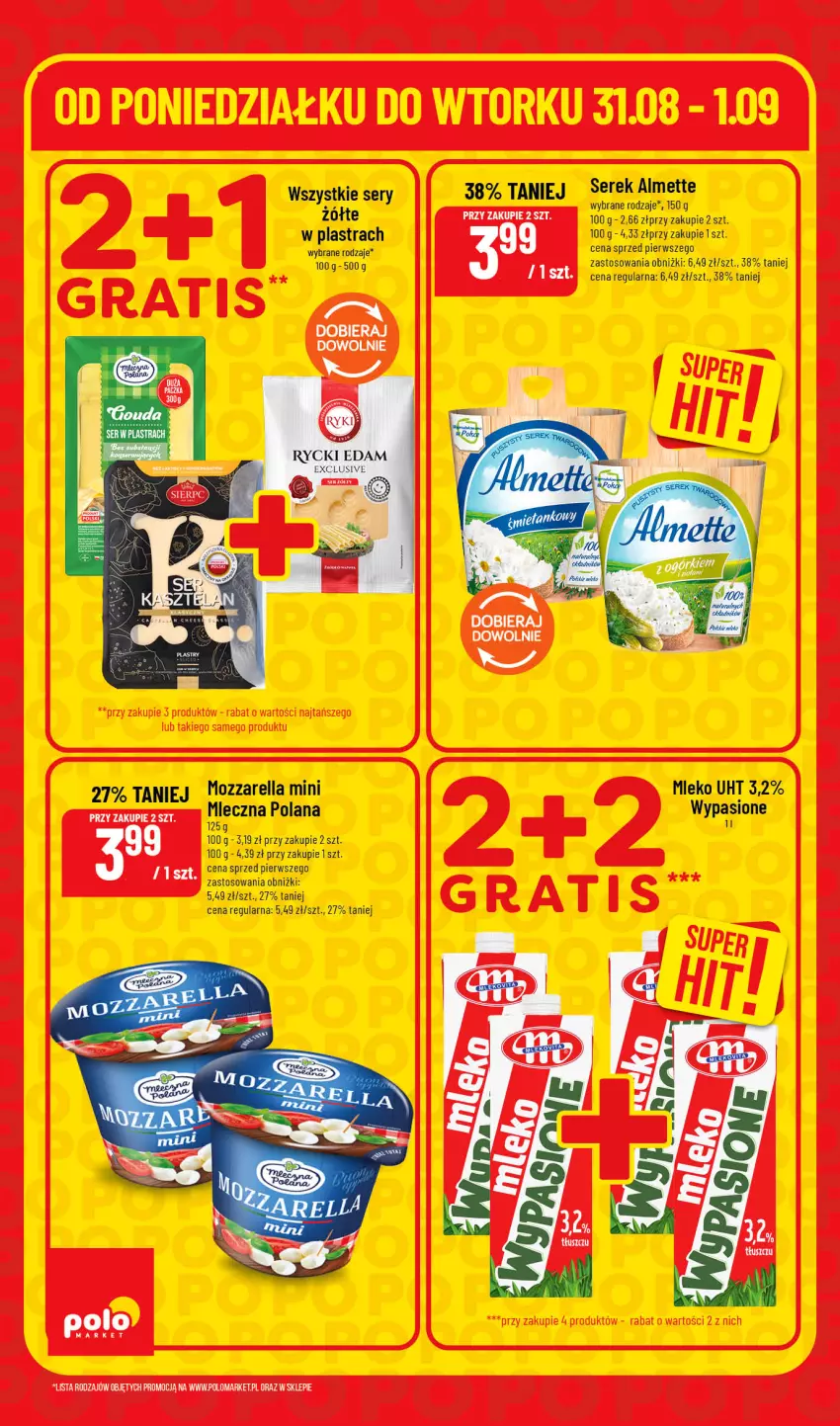 Gazetka promocyjna PoloMarket - Ulotka Superhity pon-wt - ważna 31.08 do 01.09.2026 - strona 4 - produkty: Almette, LANA, Miecz, Mleko, Mozzarella, Ser, Serek